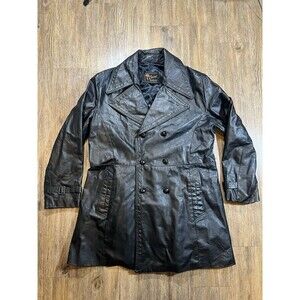 Vintage Reed Sportswear Jacket Mens 42 Leather Double Breasted Car Coat Trench